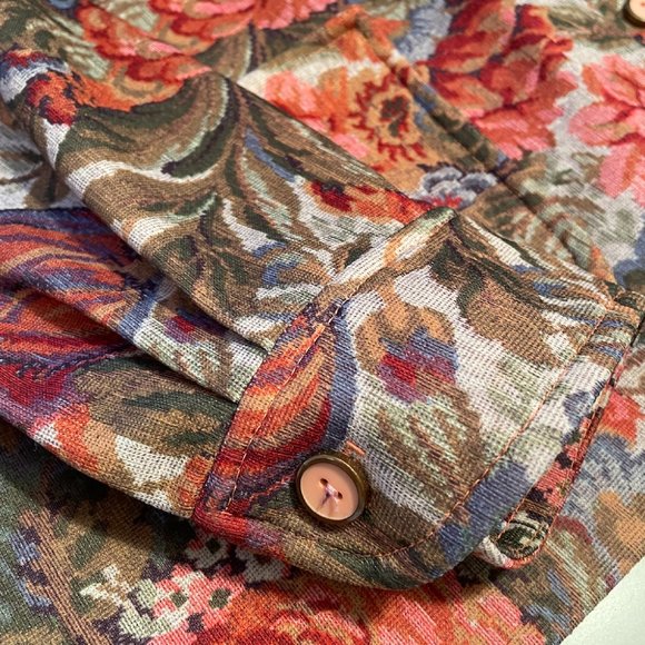VINTAGE FLORAL FAUX JAQUARD SHIRT JACKET - Picture 4 of 6